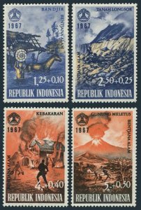 Indonesia B207-B210,B210a,MNH.Michel 592-595,Bl.9. Natural disasters, 1967.