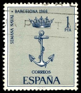 SPAIN Sc 1364 USED - 1966 1p Navy Emblem (Navy Week) - Well Centered