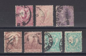 New South Wales SG 344, 345, 346a, 347, 349, 349a, 349b used. 1905-10 issues,