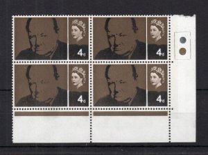 4d CHURCHILL (PHOSPHOR) MOUNTED MINT BLOCK + PRINTING ERROR