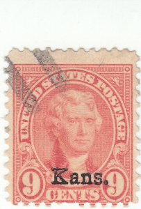 Scott # 667 - 9c Light Rose - Jefferson - Used