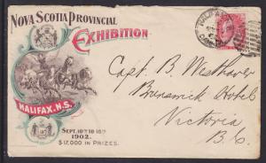 Canada Sc 77 on 1902 Nova Scotia Provincial Exhibition Cover, F-VF