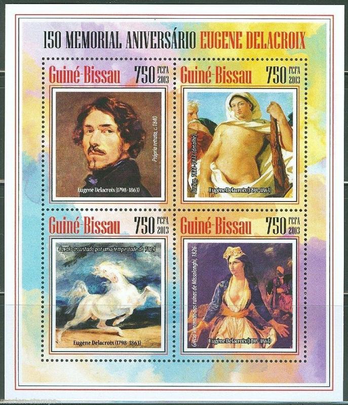 GUINEA BISSAU  2013 150th MEMORIAL  ANNIVERSARY  OF EUGENE DELACROIX SHT MINT NH