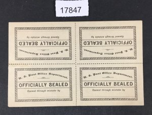 US # LOX11F MINT OG H BLOCK OFFICIAL SEAL ROULETTED SETTING 3 $750 LOT #17847