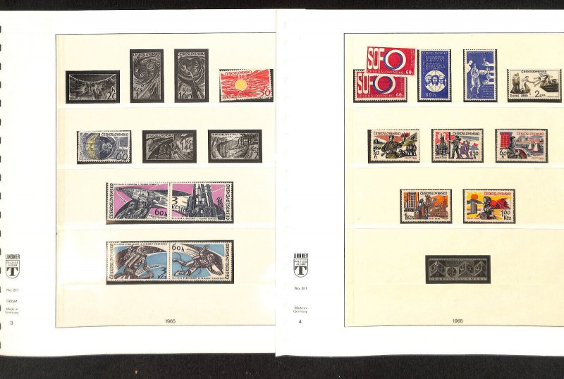 Czechoslovakia Stamp Collection in Linder Hingless Album, 1965-1971, 50 Pages