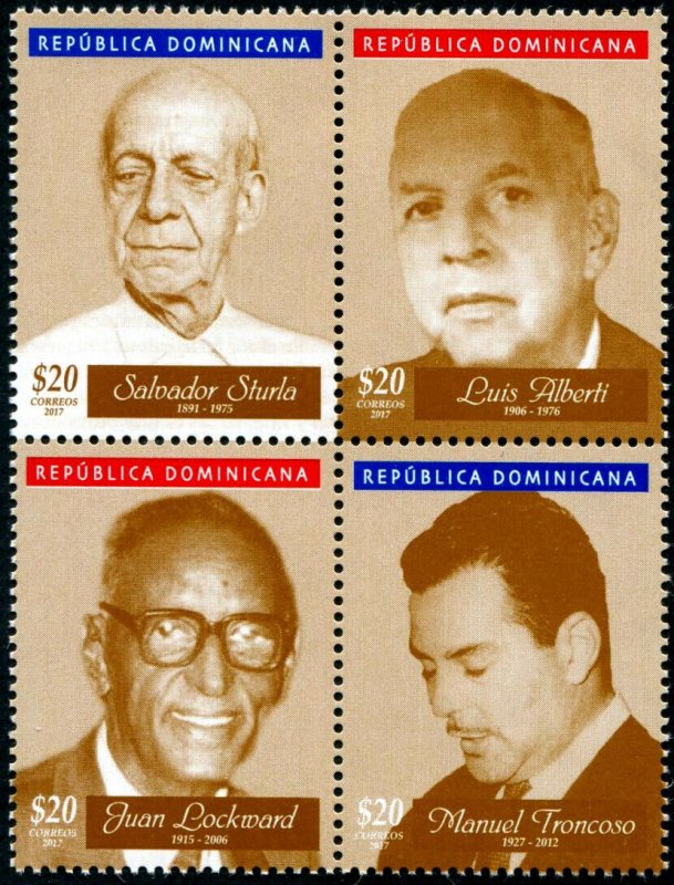 HERRICKSTAMP NEW ISSUES DOMINICAN REPUBLIC Composers Block of 4 Diff.