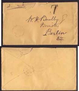 Canada-covers #10461 - Stampless - York County - Toronto , CW single broken cir