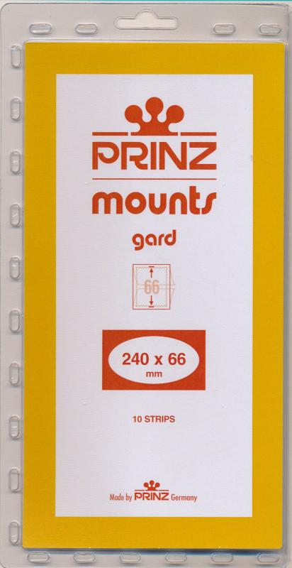 Prinz Scott Stamp Mount 66/240 mm - CLEAR (Pack of 10) (66x240 66mm)  STRIP  940 