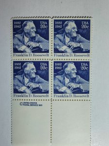 SCOTT #1950 BLOCK COPY TWENTY CENT FRANKLIN D. ROOSEVELT MINT NEVER HINGED GEM