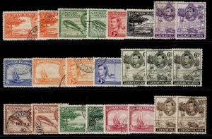 CAYMAN ISLANDS GVI SG115-126, 1938-48 set + ALL SHADES & PERFS, FU. Cat £150.