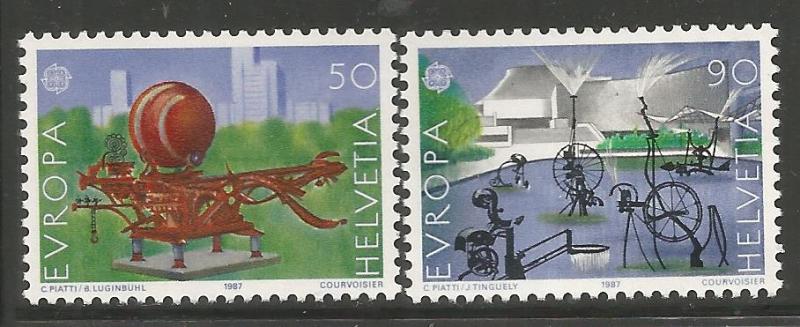 SWITZERLAND 808-809, MNH, PAIR OF STAMPS, SCULPTURE