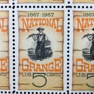 1323   National Grange Centennial   MNH 5 c Sheet of 50   FV $2.50   issued 1967