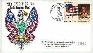 7/4/1975 FRONTIER WYOMING JULY 4th Cachet + Cancel + Chief Joseph Native Indians