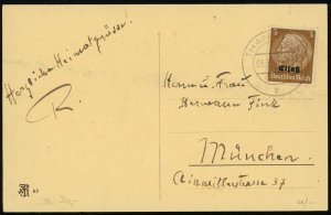 France German Occupation Alsace Thann Postal Card to Munich 1941 WWII Europe