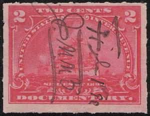 R164 2¢ Battleship Documentary Stamp (1898) Used