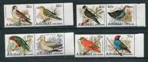 Aititaki, Cook Islands 238a, 40a, 44a, 46e Birds Stamp Pairs MNH