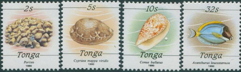 Tonga 1988 SG1000a-1008a 1990 Sponge Shells Fish set MNH