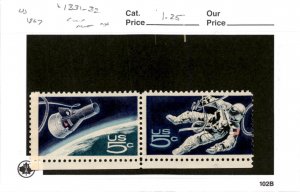 United States Postage Stamp, #1331-1332 Pair MNH, 1967 Space Gemini (AH)