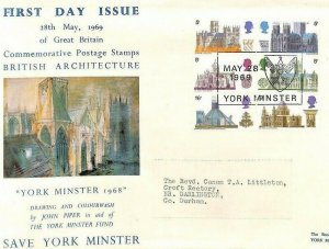 GB CATHEDRALS 1969 FDC Special *Save York Minster*OFFICIAL First Day Cover BA177 