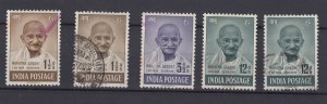 India KGV 1948 Gandhi Collection Of 5 SG305/307 VFU BP8687