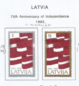 LATVIA - 1993 - Independence, 75th Anniv - Perf 2v Set - Mint Lightly Hinged