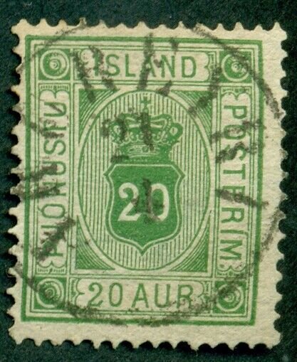 ICELAND #O8 (Tj8) 20aur yellow green, used w/SON AKUYRYRI town cancel, VF