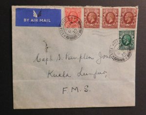 1935 Air Mail Cover Maida Hills OW England  to Kuala Lumpur FMS Malaya