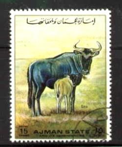 Gnu, Ajman stamp used