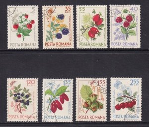 Romania   #1703-1710  canceled 1964 forest fruits  cherries  berries  hazel nuts