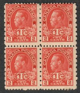 Canada Sc#MR5 M/3 H 1 NH/F, War Tax Block of 4, Perf. 12x8, Cv. $310