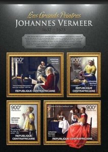 Centrafrique 2013 MNH - JOHANNES VERMEER. Michel Code: 3932-3935