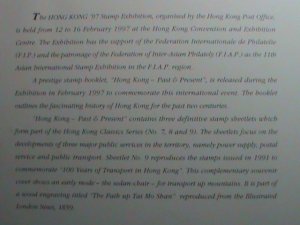 ​CHINA-HONG KONG COVER-1997- CLASSIC SERIES #7 S/S MNH COMMEMORATIVE-LARGE-CV