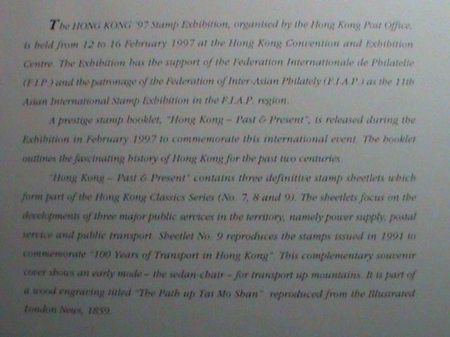 ​CHINA-HONG KONG COVER-1997- CLASSIC SERIES #7 S/S MNH COMMEMORATIVE-LARGE-CV