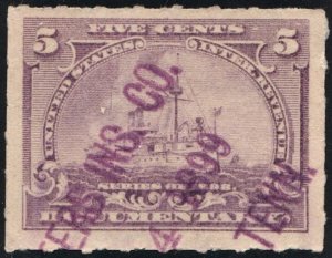 R167 5¢ Documentary Stamp (1898) Used/Date Stamped