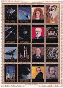 SA27c Ajman, UAE 1973 History of Space, used sheet