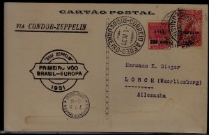 Brazil/Germany Zeppelin card 1.9.31 Rio