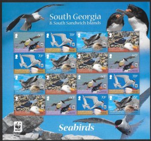 S.GEORGIA & S.SANDWICH IS. SG556/9 2012 SEABIRDS SHEETLET MNH