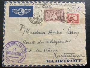 1940 Saigon Vietnam Indochina Airmail Cover To Military Artillery Martinique