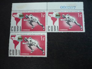 Stamps - Cuba - Scott# 753-756 - Mint Hinged Set of 4 Stamps in Blocks of 3