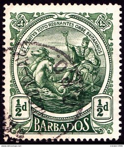 BARBADOS 1917 KGV ½d Dark Green SG182a Used