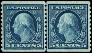 United States #496, Complete Set, Joint Line Pair, 1919, Hinged