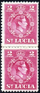 1949 St Lucia Sg 147 2c magenta Coil Joined Pair Mounted Mint