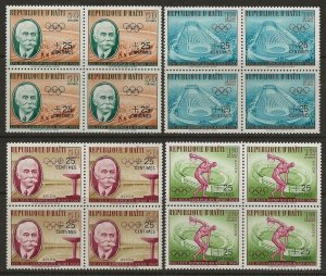 Haiti 1960 Olympics #B18-B19, CB28-CB29 Sets in BLOCKS VF-NH CV $7.80