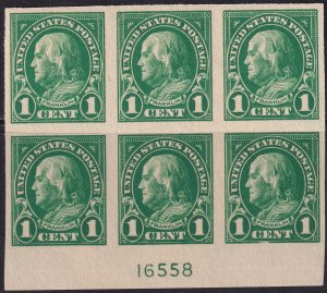 #575 Mint NH, VF, Plate number block of 6 (CV $115) (CV $11 - ID42500) - Jose...