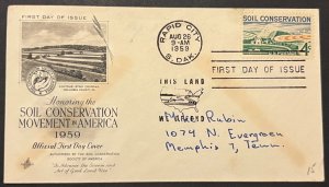 SOIL CONSERVATION #1133 AUG 26 1959 RAPID CITY SD FIRST DAY COVER (FDC) BX6