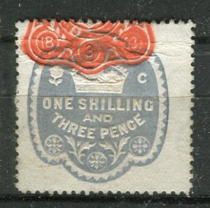 BRITAIN; Early 1900s fine used Embossed Revenue 1s. 3d. value