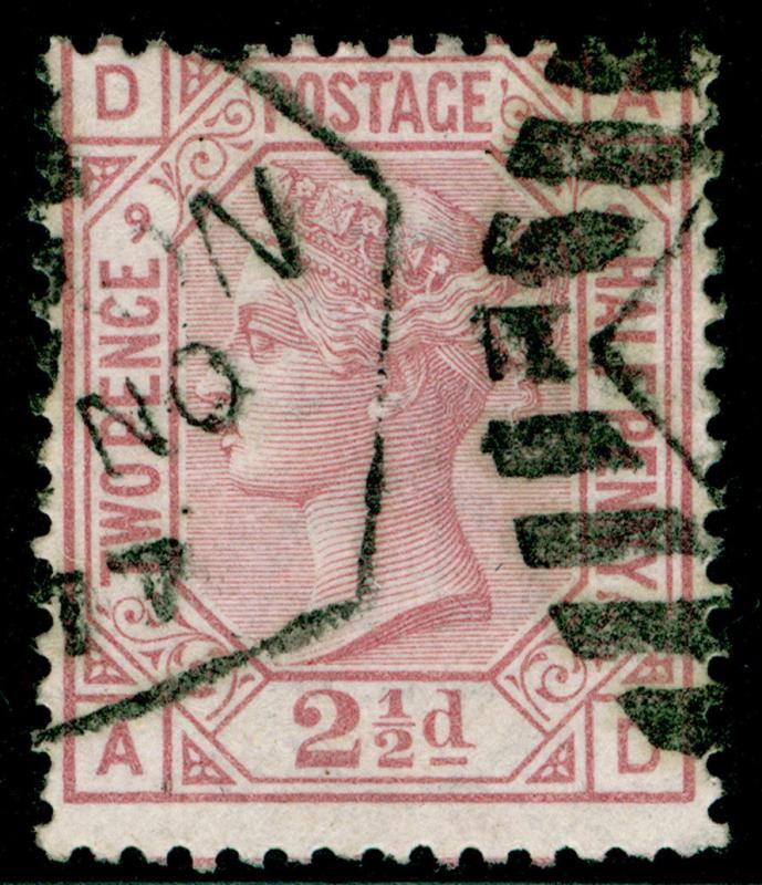 SG141, 2½d rosy mauve PLATE 9, USED. Cat £60. AD