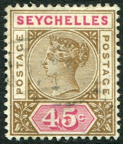 SEYCHELLES-1893 45c Brown & Carmine Sg 25 GOOD USED V48929