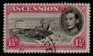 ASCENSION GVI SG40e, 1½d black & carmine, FINE USED.