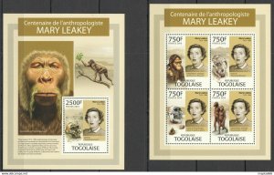 2013 Togo Fauna Prehistoric Life Anthropology Mary Leakey Kb+Bl ** Tg737